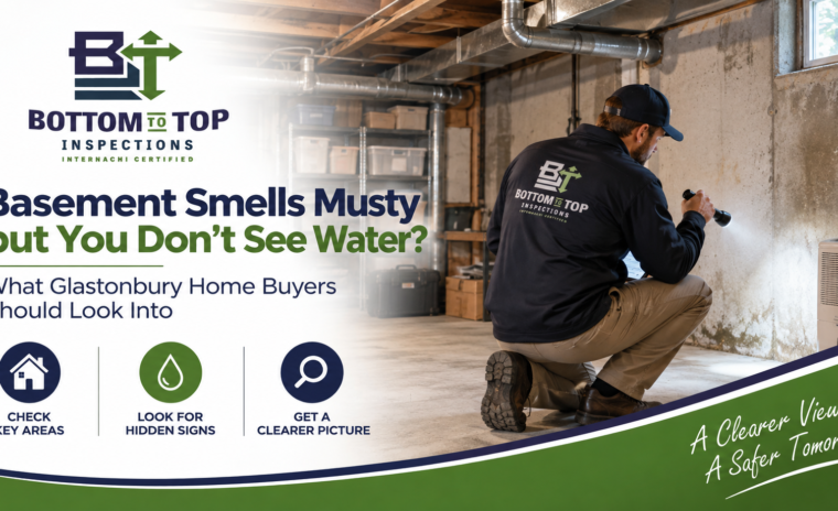 Musty basement moisture inspection Glastonbury